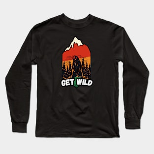 Get Wild // Retro Grizzly Bear Badge Long Sleeve T-Shirt